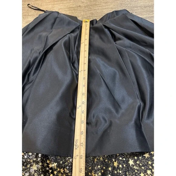 High Low Black Satin Skirt Celestial Tulle Lining Train Size Small Witchy Goth - Picture 7 of 8